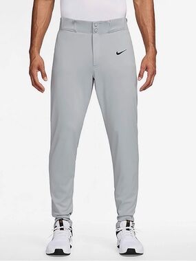 Nike Men's Light Gray Athletic Pants with Black Swoosh baseball